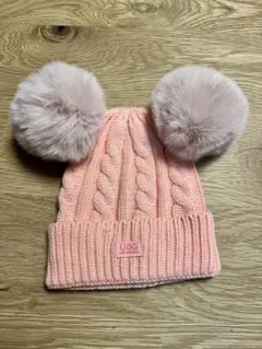 UGG ニット キャップ 帽子 ポンポン 付 ビーニー ファー CAP ピンク