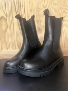 ブラック サイドゴアブーツ レザー