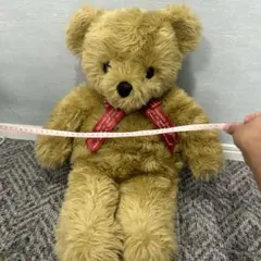 テディベア ぬいぐるみ チェック柄リボン付き - メルカリ