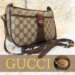 希少 レア オールド グッチ GG金具 レザー ショルダーバッグ シェリーライン