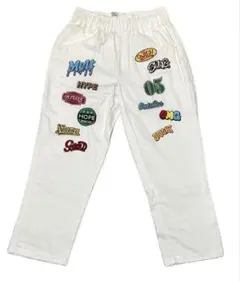 美品　エダッカ　edakka デニム　ワイドパンツ　総ゴム＆内紐　白ユニセックス