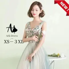 Aラインドレス ロングドレス パーティードレス 韓国ドレス おしゃれ 花柄