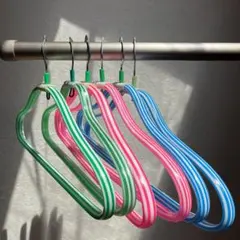 昭和レトロ　えもんかけハンガー　ストライプ3色6本