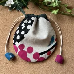 ハンドメイド　まあるい巾着　⌘ peck ピンク ハンドメイド まあるいかたち ミニ巾着 ⌘ peck ピンク - メルカリ
