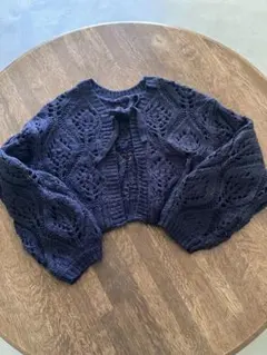 レース編みカーディガン ダークネイビー