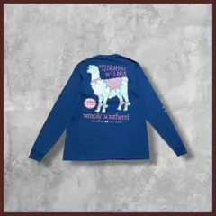 US古着 simply southern 両面プリント ロンT長袖 ブルー系 M