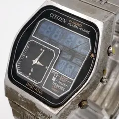 CITIZEN デジアナ 白紺文字盤 稼働品 - メルカリ