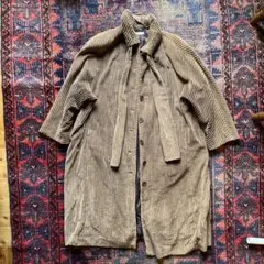 【希少/美品】80s ヴィンテージ コーデュロイ ロングコート 刻印ボタン 茶