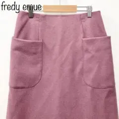 【fredy emue】ウール混膝丈タイトスカート　ピンク　38　日本製