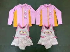 ワンピース水着とラッシュガード 4枚セット 女の子双子 3～4歳
