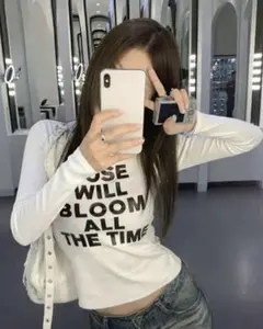 長袖Tシャツ ブラック ホワイト XS