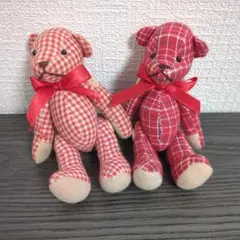 赤いチェック柄のぬいぐるみ2体セット