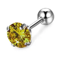 大人気★ジルコニア★誕生石ピアス★ストレートバーベル★両耳2個★8月ペリドット