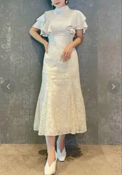 【美品】eimy istoire フリルスリーブレースマーメイドワンピース