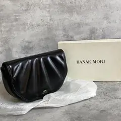 【訳あり特価】ハナエモリ ショルダーバッグ 黒 シェル型 HM金具 レトロ 箱付