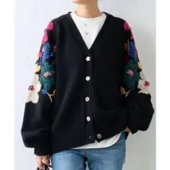 新品　BEARDSLEY カーディガン　デニム風刺繍ハオリ　インディゴ染め 新品 BEARDSLEY カーディガン デニム風刺繍ハオリ インディゴ