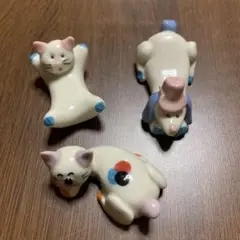 猫と犬の陶器のフィギュアセット
