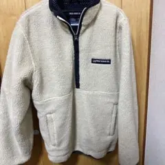 90S ラルフローレン ロゴ国旗刺繍 ハーフジップ ボア フリースジャケット