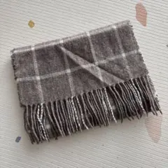 無印良品MUJI チャコールグレー チェック織柄 マフラー