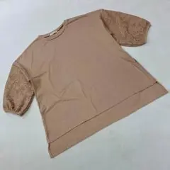 chocol raffine robe レース袖 異素材切替 Tシャツ ベージュ