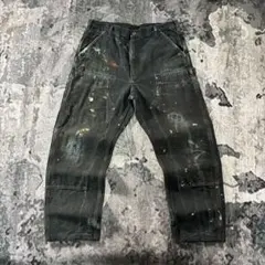 Carhartt ダブルニー 墨黒 リアルペンキ ボロ グランジ Y2K