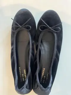 黒ベルベットバレエシューズ 24cm