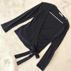 シルク カシミヤ✨ Prideglide ベルト付 ニットトップス ネイビー M