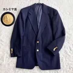 カシミヤ混 紺ブレ テーラードジャケット ネイビー 金ボタン メンズ L ゴルフ