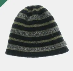 ストライプ ニット帽・ビーニー 黒と緑