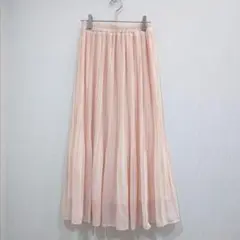UBASIC　ロングシフォンスカート　プリーツスカート　Ｆサイズ　ピンク　揺れる