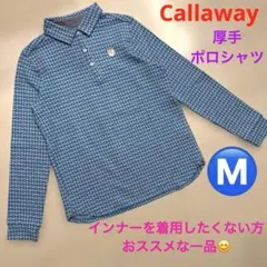 Callaway キャロウェイ　レディース　厚手　長袖　ポロシャツ　総柄　M