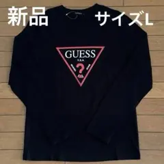 新品　GUESS ゲス　ブラック トライアングルロゴ 長袖　sizeL