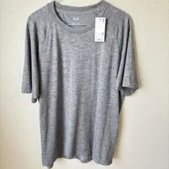 【新品】ユニクロ ドライEX クルーネックTシャツ半袖 グレーXL