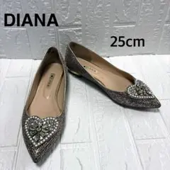 DIANA ダイアナ ハート ビジュー フラットパンプス ポインテッドトゥ