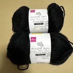 DAISO アクリル毛糸 ブラック　2玉セット