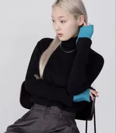 forksy. エブリデイ配色レイヤードニットタートルネックプルオーバー