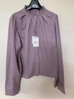 GRL パープル フリル襟 シャツ Lサイズ