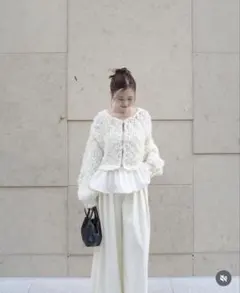 Acka. frill hand knit cardigan