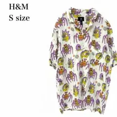 H&M×リックアンドモーティ/アロハシャツ/総柄/オープンカラー/S/ホワイトのサムネイル