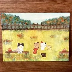 猫の絵 ネコの絵 手描きイラスト「少し遠かったね」