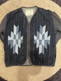 AOZORA 幾何学模様 ダークデニムジャケット サイズ1