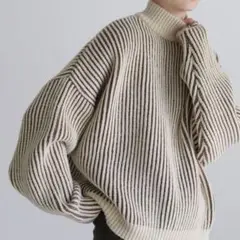 select  MOCA  バイカラーリブ編みオーバーニット