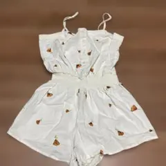 FOREVER21 フォーエバー21 ホワイト 花柄刺繍 オールインワンSサイズ