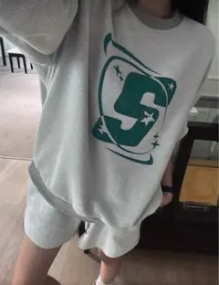 Sロゴプリントカジュアルスウェット