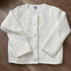 プチバトー　ホワイト チュビックキルティングカーディガン　110 5ans