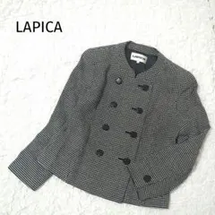 ラピカ ダブルジャケット L 黒 ウール混 裏地あり 日本製フォーマル レトロ