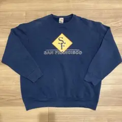 【90s・XL】フルーツオブザルーム サンフランシスコ スウェット ネイビー
