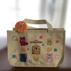 【限定セット】たべっ子どうぶつ バッグインバッグ ＆ 刺繍缶バッジ（うさぎ）