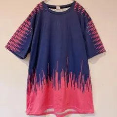 グラフィック クルーネック 半袖 Tシャツ ネイビー ピンク オーバーサイズのサムネイル