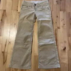 ベージュ　コーデュロイ　フレアパンツ